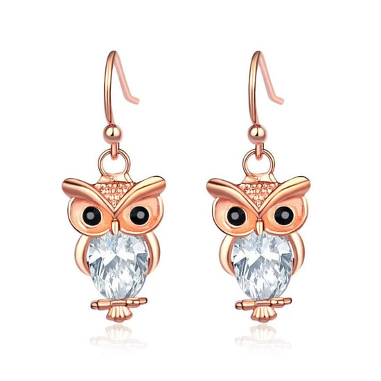 Women's Animal Stud Earrings Owl $8.99 Dana Fashion Color: Rose Gold White Diamond Women's Accessories Product information: Treatment Process: Electroplating Color: silver white diamond, silver purple diamond, rose gold White Diamond Applicable population