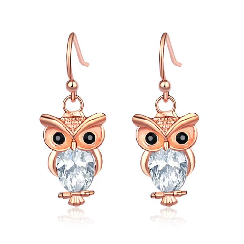Women's Animal Stud Earrings Owl $8.99 Dana Fashion Color: Rose Gold White Diamond Women's Accessories Product information: Treatment Process: Electroplating Color: silver white diamond, silver purple diamond, rose gold White Diamond Applicable population