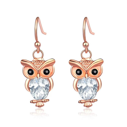 Women's Animal Stud Earrings Owl $8.99 Dana Fashion Color: Rose Gold White Diamond Women's Accessories Product information: Treatment Process: Electroplating Color: silver white diamond, silver purple diamond, rose gold White Diamond Applicable population