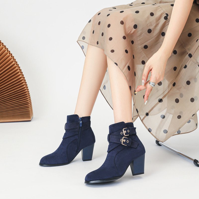 Women's Ankle Boots New Fashion Ankle Boots Comfortable Suede $61.81 Dana Fashion Color: Sapphire Blue Size: 35 Women's shoes Product information: Pattern: solid color Lining material: Other Color: Black, royal blue, Army Green, camel, apricot, Red Heel h