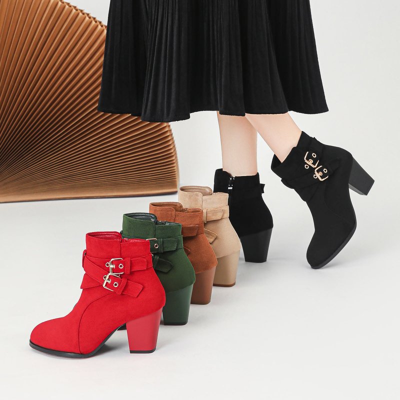Women's Ankle Boots New Fashion Ankle Boots Comfortable Suede $61.81 Dana Fashion Color: Apricot Size: 35 Women's shoes Product information: Pattern: solid color Lining material: Other Color: Black, royal blue, Army Green, camel, apricot, Red Heel height: