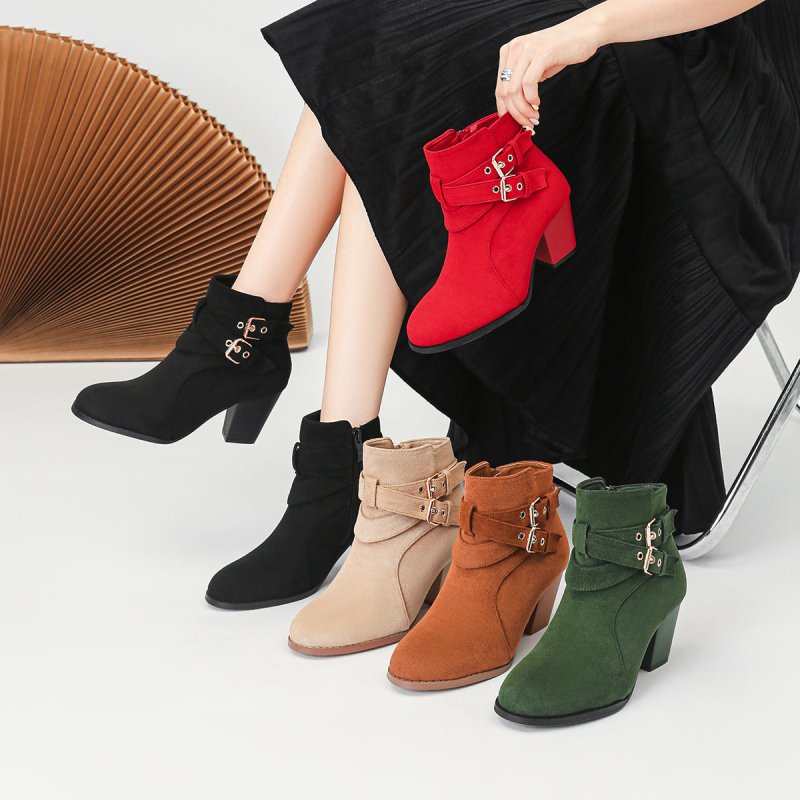 Women's Ankle Boots New Fashion Ankle Boots Comfortable Suede $61.81 Dana Fashion Color: Apricot Size: 35 Women's shoes Product information: Pattern: solid color Lining material: Other Color: Black, royal blue, Army Green, camel, apricot, Red Heel height: