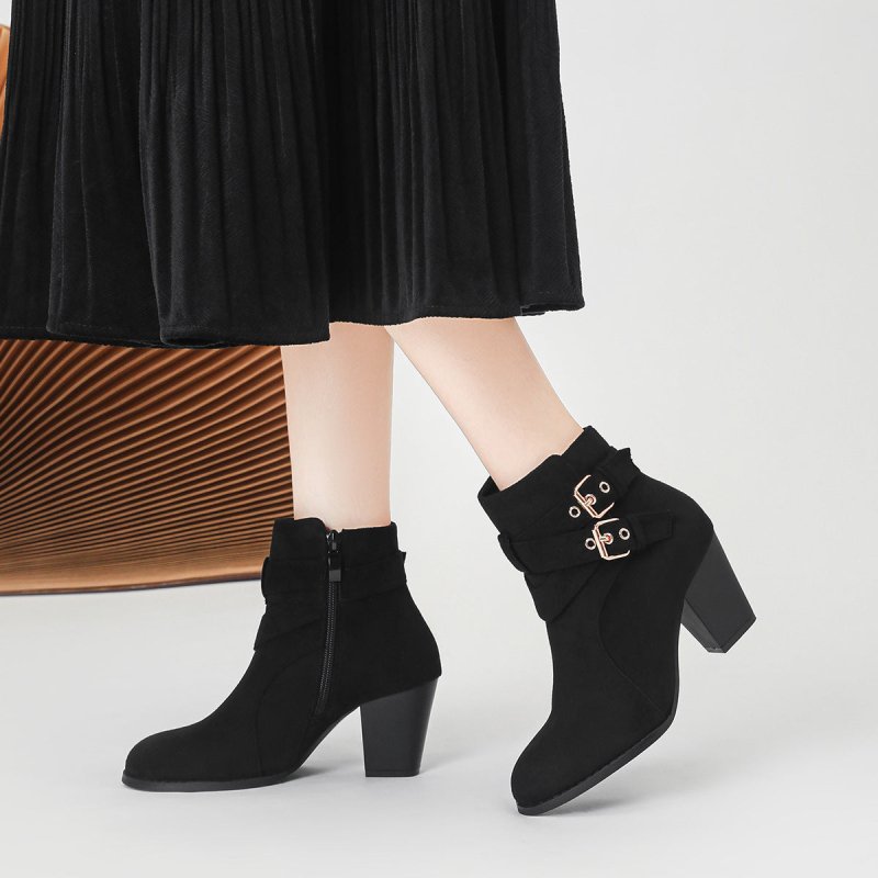 Women's Ankle Boots New Fashion Ankle Boots Comfortable Suede $61.81 Dana Fashion Color: Black Size: 35 Women's shoes Product information: Pattern: solid color Lining material: Other Color: Black, royal blue, Army Green, camel, apricot, Red Heel height: h