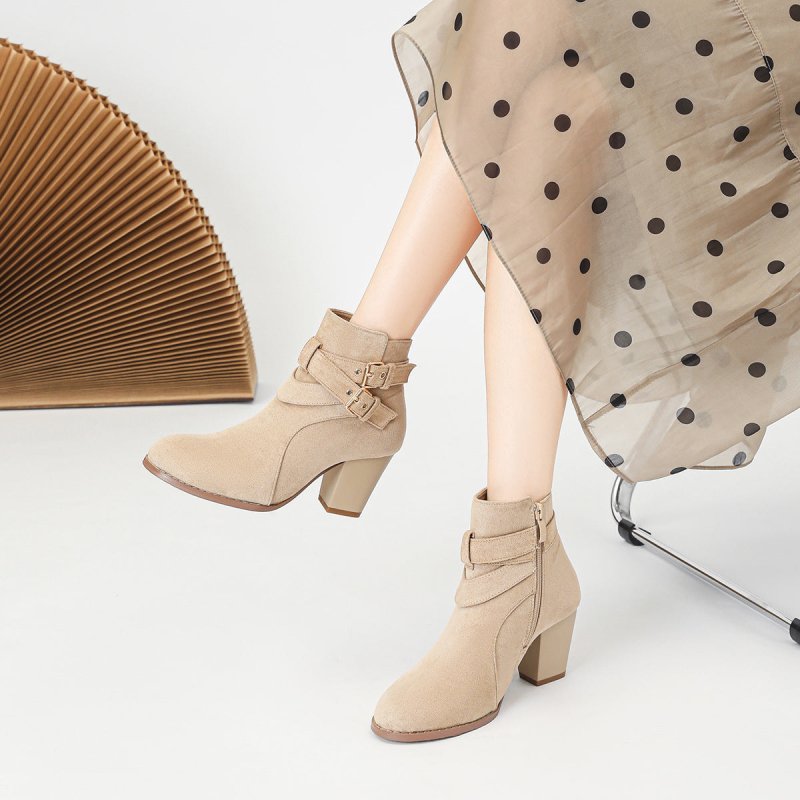 Women's Ankle Boots New Fashion Ankle Boots Comfortable Suede $61.81 Dana Fashion Color: Apricot Size: 35 Women's shoes Product information: Pattern: solid color Lining material: Other Color: Black, royal blue, Army Green, camel, apricot, Red Heel height: