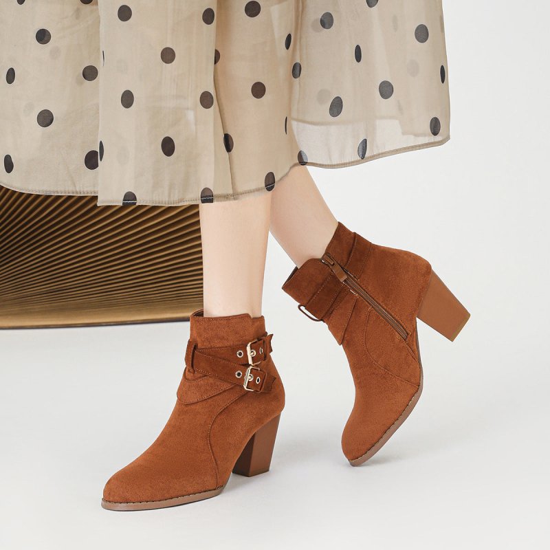 Women's Ankle Boots New Fashion Ankle Boots Comfortable Suede $61.81 Dana Fashion Color: Camel Size: 35 Women's shoes Product information: Pattern: solid color Lining material: Other Color: Black, royal blue, Army Green, camel, apricot, Red Heel height: h