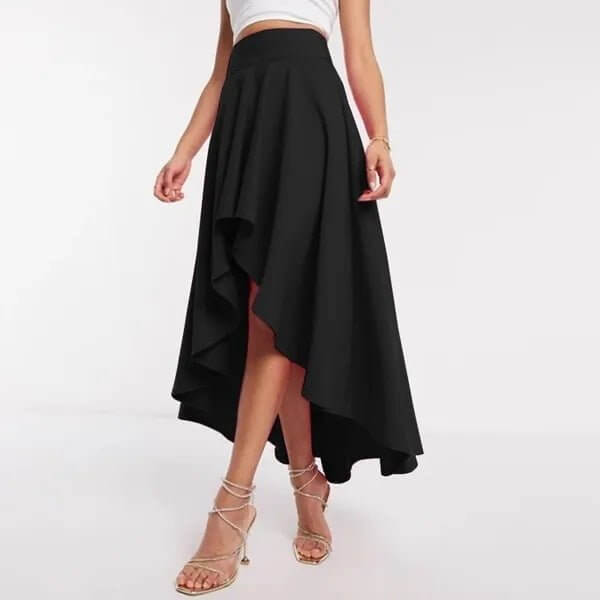 Women's Asymmetric High Waist Dress $32.90 Dana Fashion Color: Black Size: 4XL Women's clothing Product information: Fabric name: Polyester Color: black, pink Elasticity: Micro elasticity Size: S,M,L,XL,XXL,XXXL,4XL,5XL Skirt length: mid-length skirt Popu