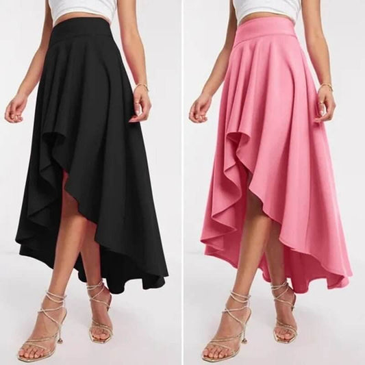 Women's Asymmetric High Waist Dress $32.90 Dana Fashion Color: Black Size: 4XL Women's clothing Product information: Fabric name: Polyester Color: black, pink Elasticity: Micro elasticity Size: S,M,L,XL,XXL,XXXL,4XL,5XL Skirt length: mid-length skirt Popu