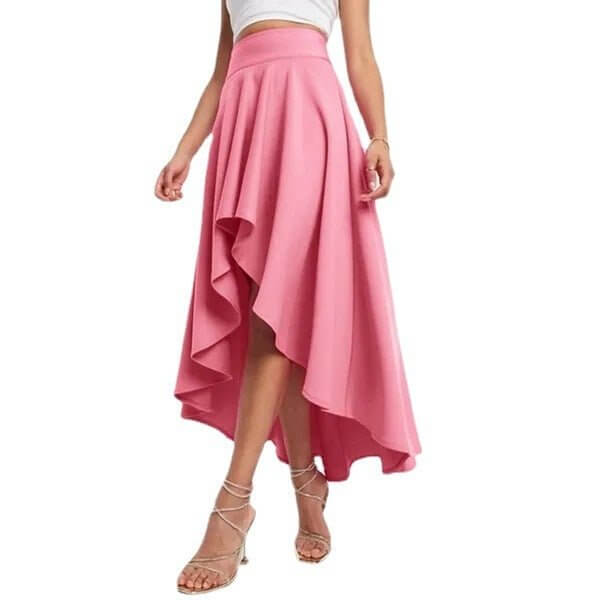 Women's Asymmetric High Waist Dress $32.90 Dana Fashion Color: Black Size: 4XL Women's clothing Product information: Fabric name: Polyester Color: black, pink Elasticity: Micro elasticity Size: S,M,L,XL,XXL,XXXL,4XL,5XL Skirt length: mid-length skirt Popu