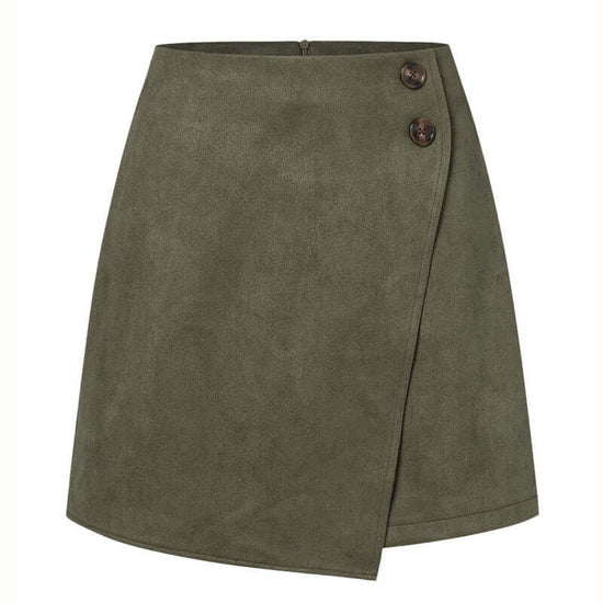 Women's Autumn And Winter Suede Irregular Skirt $27.90 Dana Fashion Color: Army Green Size: L Women's clothing Product information: Pattern: solid color Fabric name: Suede Skirt-type: asymmetric skirt Color: Brown, khaki, black, army green, beige, camel E