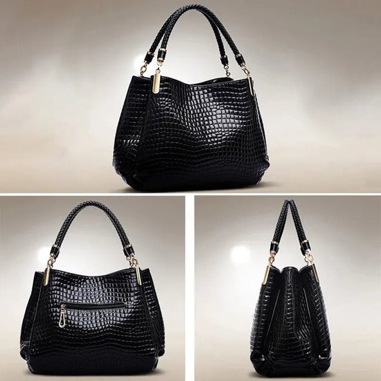 Women's Bag Large Capacity Tote Daily Commute Women's Shoulder Bag Crocodile Print Bright Face Handbag Shopping $79.00 Dana Fashion Color: Black Women's Bags Size: 36*11*29cm Main Material: PU