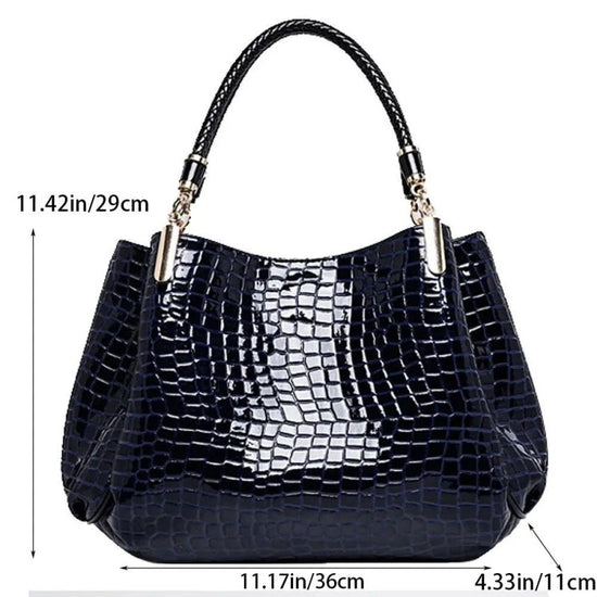 Women's Bag Large Capacity Tote Daily Commute Women's Shoulder Bag Crocodile Print Bright Face Handbag Shopping $79.00 Dana Fashion Color: Black Women's Bags Size: 36*11*29cm Main Material: PU