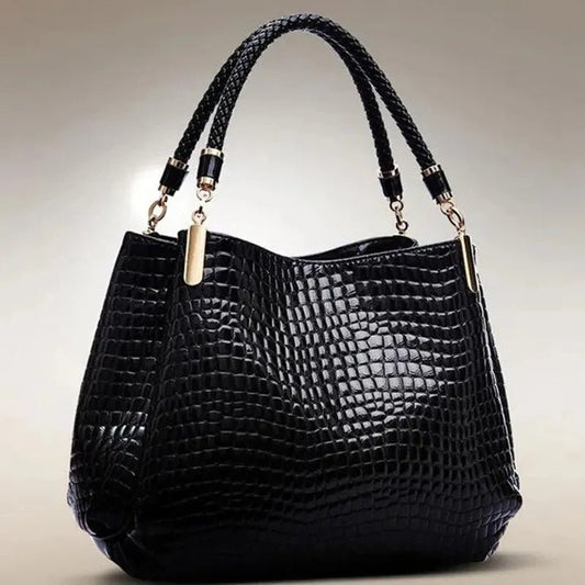 Women's Bag Large Capacity Tote Daily Commute Women's Shoulder Bag Crocodile Print Bright Face Handbag Shopping $79.00 Dana Fashion Color: Black Women's Bags Size: 36*11*29cm Main Material: PU