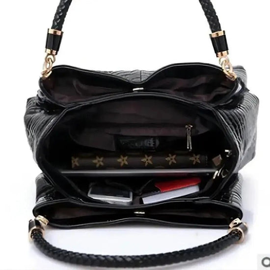 Women's Bag Large Capacity Tote Daily Commute Women's Shoulder Bag Crocodile Print Bright Face Handbag Shopping $79.00 Dana Fashion Color: Black Women's Bags Size: 36*11*29cm Main Material: PU