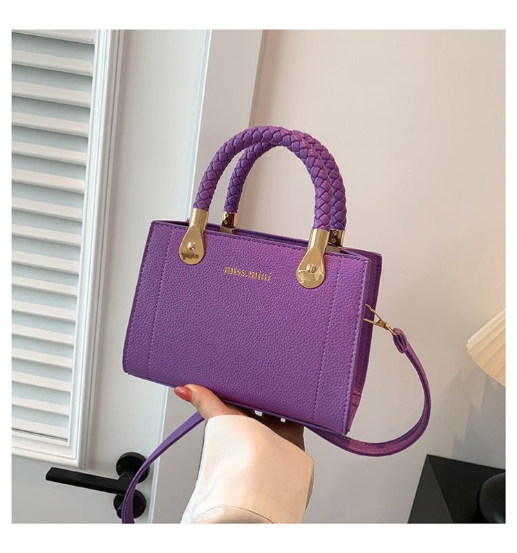 Women's Bag Trendy Fashion Ins Lychee Pattern Portable $27.94 Dana Fashion Color: Purple Women's Bags Product information: Lining texture: without lining Applicable scenarios: Daily matching Color: white, black, blue, khaki, green, Rose Red, Purple Outer