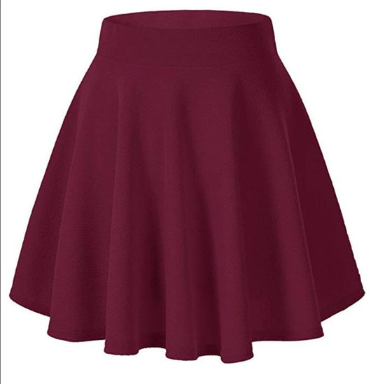 Women's Basic Versatile Stretch Flared Skirt $20.50 Dana Fashion Color: Wine Red Size: L Women's clothing Product information: Pattern: solid color Fabric name: Other Skirt-type: A- line skirt Color: white, black, red, burgundy, blue, green, dark blue Ela