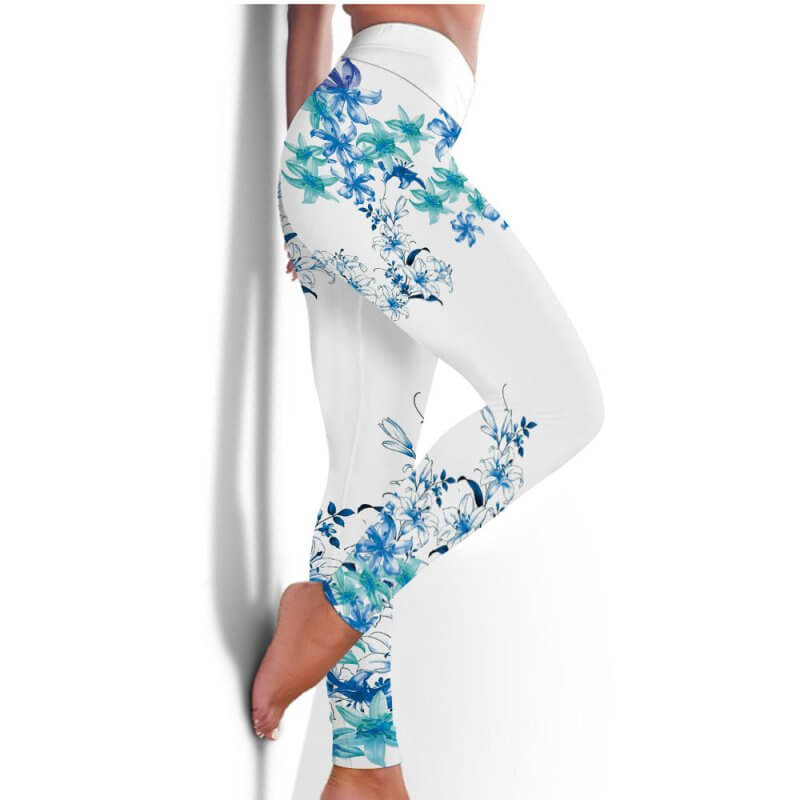 Women's Blue Flower Printed Hip Lifting Tight Pants $39.50 Dana Fashion Color: Orchid Size: 2XL Women's clothing Product information: Pattern: Printing Applicable sports: Yoga Fitness Color: Z9045 orchid Pants length: trousers Size: S,M,L,XL,2XL,3XL Linin