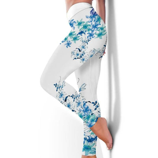 Women's Blue Flower Printed Hip Lifting Tight Pants $39.50 Dana Fashion Color: Orchid Size: 2XL Women's clothing Product information: Pattern: Printing Applicable sports: Yoga Fitness Color: Z9045 orchid Pants length: trousers Size: S,M,L,XL,2XL,3XL Linin