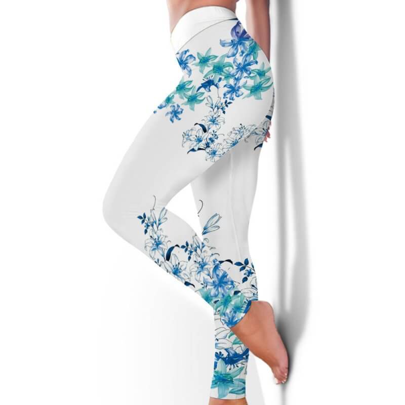 Women's Blue Flower Printed Hip Lifting Tight Pants $39.50 Dana Fashion Color: Orchid Size: 2XL Women's clothing Product information: Pattern: Printing Applicable sports: Yoga Fitness Color: Z9045 orchid Pants length: trousers Size: S,M,L,XL,2XL,3XL Linin