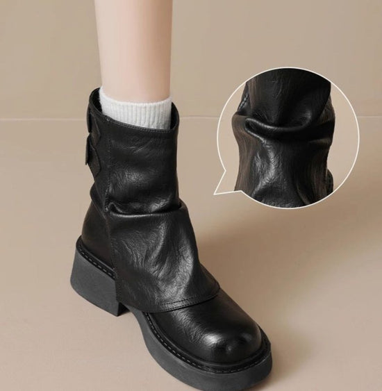 Women's British Style All-match Fashion Short Boots $44.50 Dana Fashion Color: Black Size: 35 Women's shoes Product information: Pattern: solid color Color: Black L, Brown Heel height: mid heel (3-5CM) Socks length: low tube Heel shape: Wedge Size: 35, 36
