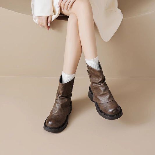 Women's British Style All-match Fashion Short Boots $44.50 Dana Fashion Color: Black Size: 35 Women's shoes Product information: Pattern: solid color Color: Black L, Brown Heel height: mid heel (3-5CM) Socks length: low tube Heel shape: Wedge Size: 35, 36