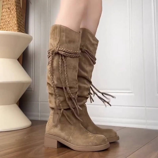 Women's Brown Maillard Platform Genuine Leather Long Boots $41.00 Dana Fashion Color: Waste Brown Size: 35 Women's shoes Product information: Color: waste Brown Heel height: high heels (6-8CM) Size: 35.36.37.38.39.40 Toe holder shape: round head Shoe Uppe