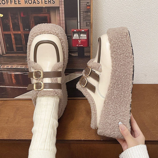Women's Cashmere Wedge Closed Toe Slippers $60.31 Dana Fashion Color: Beige Size: 35 Women's shoes Product information: Toe holder shape: round head Color: black, beige Shoe Upper material: PU Size: 35.36,37.38,39.40 Style: Casual Packing list: Women's sh