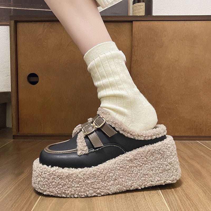 Women's Cashmere Wedge Closed Toe Slippers $60.31 Dana Fashion Color: Black Size: 35 Women's shoes Product information: Toe holder shape: round head Color: black, beige Shoe Upper material: PU Size: 35.36,37.38,39.40 Style: Casual Packing list: Women's sh