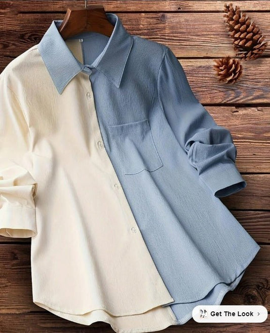Women's Casual Color Block Shirt $30.69 Dana Fashion Color: Apricot Size: 2XL Women's clothing Material: Fabric Composition: 95% Polyester, 5% Elastane Care Instructions: Machine wash or professional dry clean