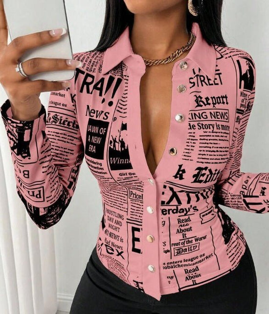 Women's Casual Daily Full Print Front Button Long Sleeve Shirt $21.99 Dana Fashion Color: Pink Size: 2XL Women's clothing Fabric: Medium Stretch Material: Fabric Composition: 95% Polyester, 5% Elastane Care Instructions: Machine wash, do not dry clean,was