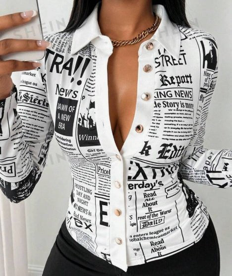 Women's Casual Daily Full Print Front Button Long Sleeve ShirtDana FashionDana FashionWomen's Casual Daily Full Print Front Button Long Sleeve Shirt