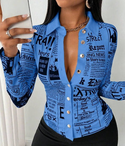 Women's Casual Daily Full Print Front Button Long Sleeve ShirtDana FashionDana FashionWomen's Casual Daily Full Print Front Button Long Sleeve Shirt