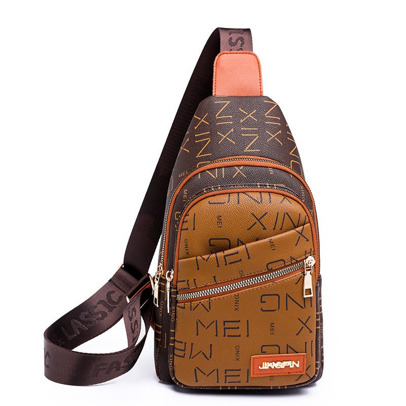 Women's Chest Bag Fashion Letters New Printed Crossbody Bag $28.00 Dana Fashion Color: Brown Women's Bags Product information: Lining texture: Polyester Applicable scenario: Daily configuration Color: white, brown Outer bag type: Sandwich pocket Hardness: