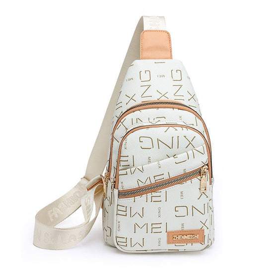 Women's Chest Bag Fashion Letters New Printed Crossbody Bag $28.00 Dana Fashion Color: Brown Women's Bags Product information: Lining texture: Polyester Applicable scenario: Daily configuration Color: white, brown Outer bag type: Sandwich pocket Hardness: