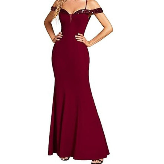 Women's Clothing Off-neck Sling Evening Long Dress $169.00 Dana Fashion Color: Black Size: US10 Women's clothing Product information: Applicable scenario: Wedding Color: wine red, black, navy blue Main fabric composition: Polyester Size: US2,US4,US6,US8,U