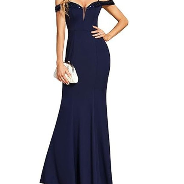 Women's Clothing Off-neck Sling Evening Long Dress $169.00 Dana Fashion Color: Black Size: US10 Women's clothing Product information: Applicable scenario: Wedding Color: wine red, black, navy blue Main fabric composition: Polyester Size: US2,US4,US6,US8,U