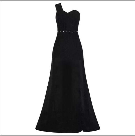 Women's Clothing One-shoulder Sleeveless Bronzing Split Dress $39.50 Dana Fashion Color: Black size: 2XL Women's clothing Product information: Pattern: solid color Skirt type: A- line skirt Color: pink, red, gold, purple, black, blue, rose gold Waist Type