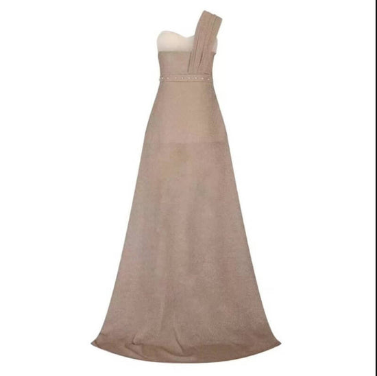 Women's Clothing One-shoulder Sleeveless Bronzing Split Dress $39.50 Dana Fashion Color: Black size: 2XL Women's clothing Product information: Pattern: solid color Skirt type: A- line skirt Color: pink, red, gold, purple, black, blue, rose gold Waist Type