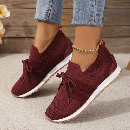 Women's Comfortable Fly Woven Mesh Lace-up Casual Shoes $32.00 Dana Fashion Color: Red size: 35size Women's shoes Product information: Lining material: Mesh Color: black, red, light gray, dark brown, dark blue Upper height: Middle top Heel height: low hee