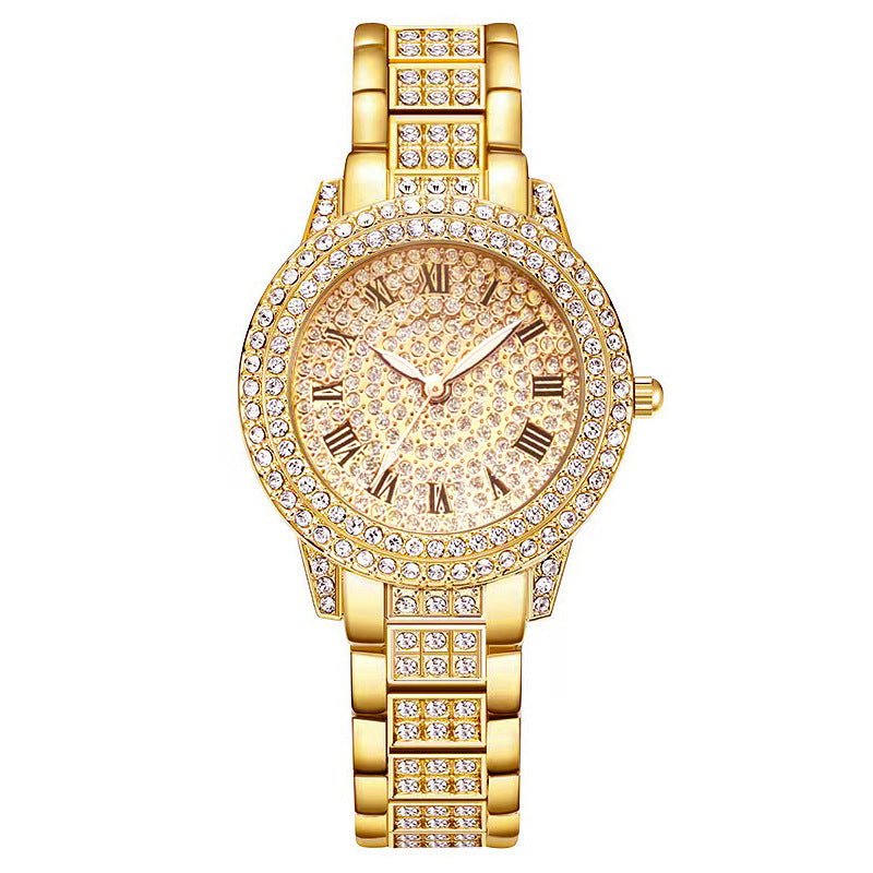 Women's Diamond Fashion Roman Quartz Watch Five-piece Set $33.28 Dana Fashion Color: Golden Suit Women's Accessories Product information: Color: silver suit (without gift box), golden suit (without gift box), rose gold set (without gift box), Thickness: 9