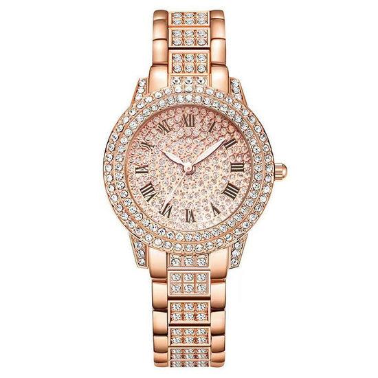 Women's Diamond Fashion Roman Quartz Watch Five-piece Set $33.28 Dana Fashion Color: Golden Suit Women's Accessories Product information: Color: silver suit (without gift box), golden suit (without gift box), rose gold set (without gift box), Thickness: 9