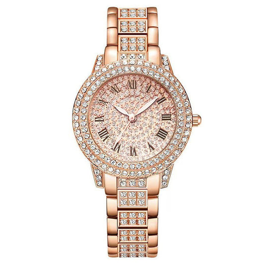 Women's Diamond Fashion Roman Quartz Watch Five-piece Set $33.28 Dana Fashion Color: Golden Suit Women's Accessories Product information: Color: silver suit (without gift box), golden suit (without gift box), rose gold set (without gift box), Thickness: 9