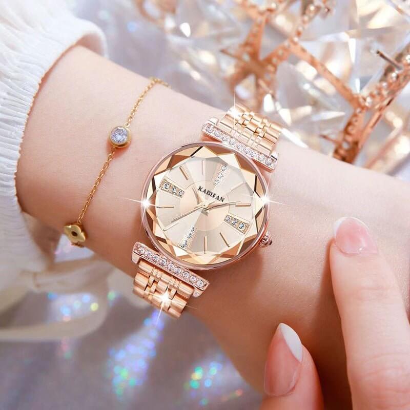 Women's Diamond Mirror Fashion Waterproof Steel Watch $120.00 Dana Fashion Color: K1049S Blue Women's Accessories Product information: Color: K1049S Brown, K1049S dark brown K1049S Blue Thickness: 11mm Waterproof performance: 30m Movement type: Quartz Dia