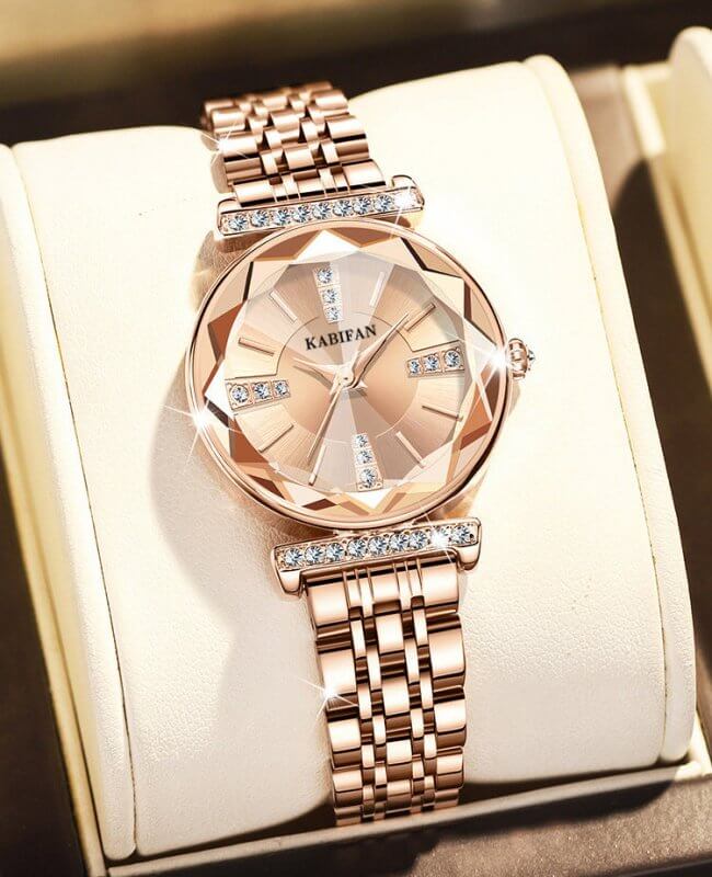 Women's Diamond Mirror Fashion Waterproof Steel Watch $120.00 Dana Fashion Color: K1049S Brown Women's Accessories Product information: Color: K1049S Brown, K1049S dark brown K1049S Blue Thickness: 11mm Waterproof performance: 30m Movement type: Quartz Di