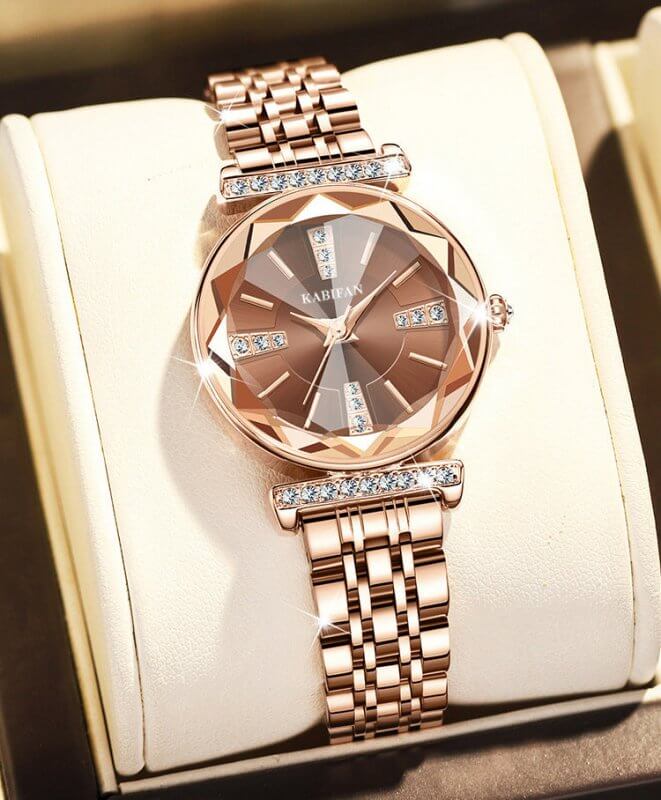 Women's Diamond Mirror Fashion Waterproof Steel Watch $120.00 Dana Fashion Color: K1049S dark brown Women's Accessories Product information: Color: K1049S Brown, K1049S dark brown K1049S Blue Thickness: 11mm Waterproof performance: 30m Movement type: Quar