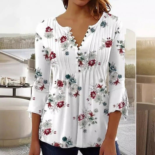 Women's Digital Printing V - neck Long - t-shirtDana FashionDana FashionWomen's Digital Printing V - neck Long - t-shirt