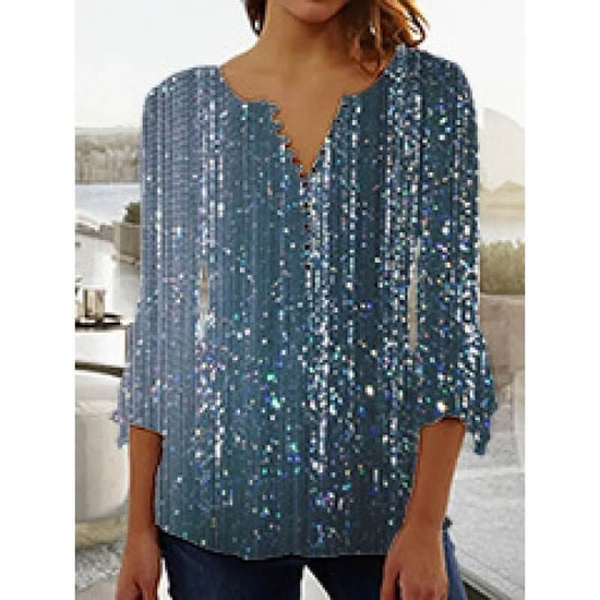 Women's Digital Printing V-neck Long-t-shirt $32.20 Dana Fashion Color: Q3WTXBA70OP022701 Size: L Women's clothing Product information: Sleeve type: regular sleeve Main fabric composition: Polyester Fiber Size: S,M,L Version: Loose Style type: fresh and s