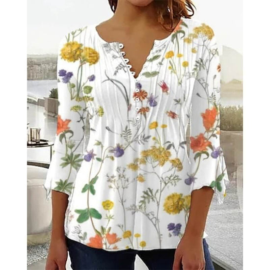 Women's Digital Printing V-neck Long-t-shirt $32.20 Dana Fashion Color: Q3WTXBA70YJ051501 Size: L Women's clothing Product information: Sleeve type: regular sleeve Main fabric composition: Polyester Fiber Size: S,M,L Version: Loose Style type: fresh and s