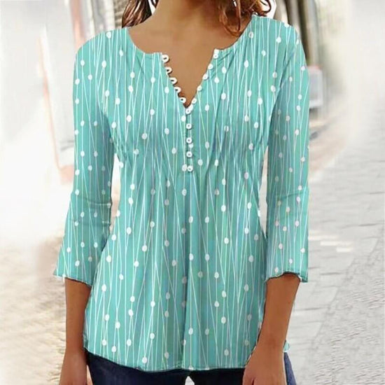 Women's Digital Printing V-neck Long-t-shirt $32.20 Dana Fashion Color: Q3WTXBA70YJ051503 Size: L Women's clothing Product information: Sleeve type: regular sleeve Main fabric composition: Polyester Fiber Size: S,M,L Version: Loose Style type: fresh and s