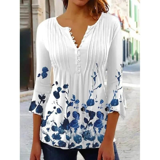 Women's Digital Printing V-neck Long-t-shirt $32.20 Dana Fashion Color: Q3WTXBA70OP092002 Size: L Women's clothing Product information: Sleeve type: regular sleeve Main fabric composition: Polyester Fiber Size: S,M,L Version: Loose Style type: fresh and s