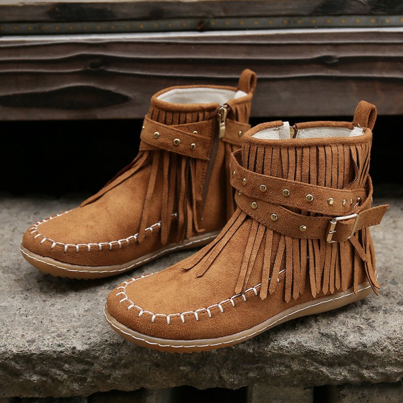 Women's Double-layer Tassel Flat Bottom Fleece-lined Boots $36.96 Dana Fashion Color: Beige Size: 36 Women's shoes Product information: Color: Black, creamy-white, dark brown Heel height: flat heel Heel shape: Wedge Size: 36,37,38,39,40,41,42,43 Sole mate